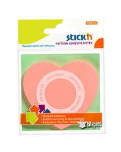 JEGYZETTÖMB ÖNTAPADÓ 360°-BAN TAPADÓ PINK, SZÍV, 70X70MM, 50 LAP