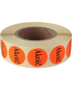 KÖR ALAKÚ CÉDULA, TEKERCSES,"AKCIÓ" FELIRATTAL, 20 MM, 1000DB/TEKERCS