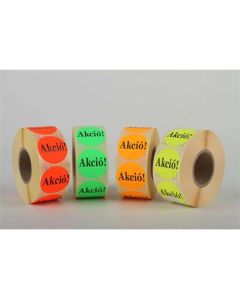 KÖR ALAKÚ CÉDULA, TEKERCSES,"AKCIÓ" FELIRATTAL, 38 MM, 1000DB/TEKERCS