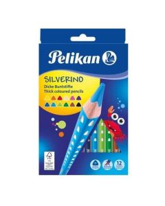 SZÍNES CERUZA, PELIKÁN, 12 DB-OS,SILVERINO, VASTAG