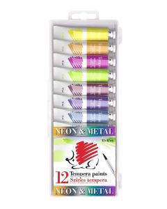 TEMPERA 12 DB-OS, ICO SÜNI, 12 ML, 8METÁL+ 4 NEON