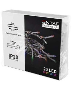 KARÁCSONYI FÉNYSOR, ENTAC BELTÉRI FÜZÉR, 20 LED  2 M (3AA NT), SZÍNES