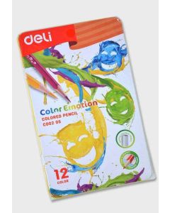 SZÍNES CERUZA DELI, 12 DB-OS FÉMDOBOZOS, HÁROMSZÖGLETŰ, COLOR EMOTION