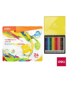 SZÍNES CERUZA DELI, 24 DB-OS FÉMDOBOZOS, HÁROMSZÖGLETŰ, COLOR EMOTION