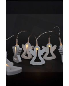 KARÁCSONYI FÉNYSOR, ENTAC BELTÉRI, FA ANGYALKA, 10 LED WW 1 M (2AA NT), MELEG FEHÉR