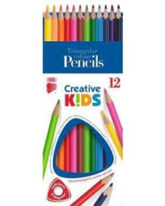 SZÍNES CERUZA ICO, 12 DB-OS, CREATIVE KIDS,HÁROMSZÖGLETŰ ÚJ