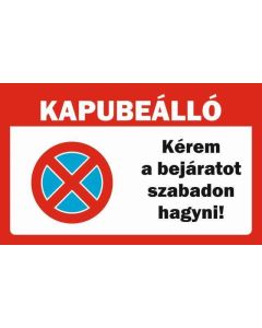 TÁBLA KAPUBEÁLLÓ 1, 25X15