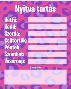 TÁBLA NYITVATARTÁS 10, 20X25