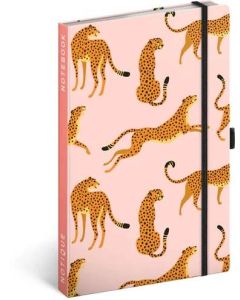 NOTESZ GUMIS VONALAS, KEMÉNYTÁBLÁS, 13X21, LEOPARDS