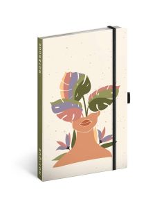 NOTESZ GUMIS VONALAS, KEMÉNYTÁBLÁS, 13X21, MONSTERA