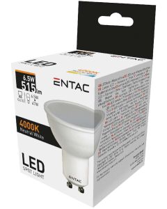 IZZÓ LEDES ENTAC, WIDE ANGEL GU10 6,5W, WW 4000K, 20000 ÓRA, TERÉSZETES FEHÉR