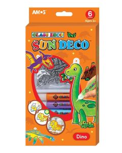 ÜVEGFESTÉK SZETT, 6X10,5 ML FESTÉK+6 DB MŰANYAG KÉP, DINO