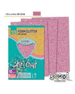 DEKORGUMI, GLITTERES, A/4, 10 DB/CSOM, PINK