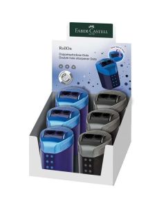 HEGYEZŐ FABER CASTELL, DUPLA TARTÁLYOS, ROLLON PÖTTYÖS, KÉK,FEKETE