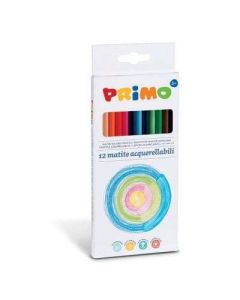 SZÍNES CERUZA PRIMO, 12 DB-OS, AQIARELL-VÍZBEN OLDODÓ , HÁROMSZÖGLETŰ