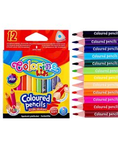 SZÍNES CERUZA COLORINO, 12 DB-OS, MINI TRIO 8,9 CM