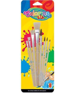 ECSET KÉSZLET COLORINO, 8 DB-OS, 4 LAPOS ECSET + 4 KEREK, NATÚR FA