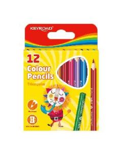SZÍNES CERUZA 12 DB-OS, KEYROAD, HÁROMSZÖGLETŰ, RÖVID KR971285