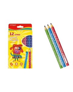 SZÍNES CERUZA 12 DB-OS, KEYROAD, HÁROMSZÖGLETŰ,JUMBÓ KR971349