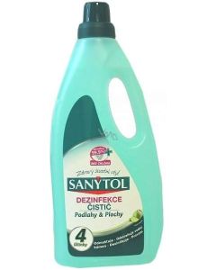 FELÜLETTISZTÍTÓ SANYTOL, PADLÓ ÉS FELÜLETEK, FERTŐTLENÍTŐ,4 ACTIONS, 1 L, LIME
