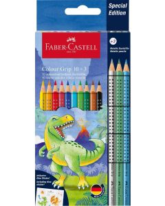 SZÍNES CERUZA FABER CASTELL, 10+3 DB-OS GRIP, DINOSZAURUSZ