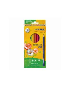 SZÍNES CERUZA LYRA 12 DB-OS, COLOR SOFT 4.0 PRÉMIUM KATEGÓRIA, EXTRA PUHA, ÉLÉNK LÁGY SZÍNEK, 4 MM BÉLVASTAGSÁG