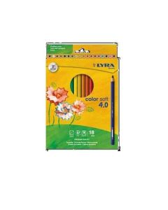 SZÍNES CERUZA LYRA 18 DB-OS, COLOR SOFT 4.0 PRÉMIUM KATEGÓRIA, EXTRA PUHA, ÉLÉNK LÁGY SZÍNEK, 4 MM BÉLVASTAGSÁG
