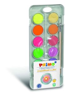 VÍZFESTÉK PRIMO 12 DB-OS, 30 MM NAGYGOMBOS 7 METÁL+5 NEON
