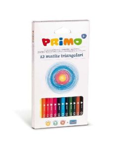 SZÍNES CERUZA PRIMO 12 DB-OS HÁROMSZÖG+HEGYEZŐ, 0806
