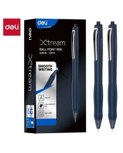 GOLYÓSTOLL DELI XTREAM, 0,7 MM, NYOMÓGOMBOS, KÉK ÍRÁS