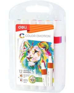 AKRILMARKER KÉSZLET DELI, 12 DB-OS, COLOR EMOTION