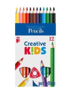 SZÍNES CERUZA ICO, 12 DB-OS, CREATIVE KIDS,HÁROMSZÖGLETŰ ÚJ, FESTETT, JUMBÓ