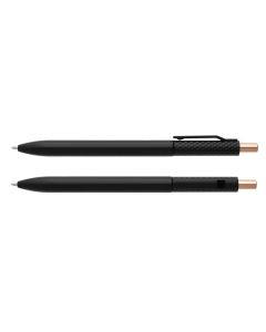 GOLYÓSTOLL MANGUS, MŰANYAG, ROSE GOLD KIGÉSZÍTŐVEL, NYOMÓGOMBOS, 1 MM HEGGYEL, FEKETE