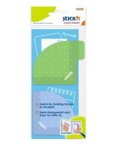 JEGYZETTÖMB ÖNTAPADÓ ZSEBEK STICKY, 70X70 MM / 70X82 MM, 10 LAP, KÉK-ZÖLD