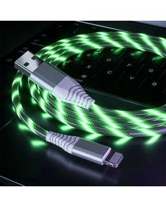 USB TÖLTŐ ÉS ADATÁTVIVŐ KÁBEL, IPHONE-HOZ, 1 M LED FÉNNYEL, ZÖLD