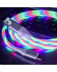 USB TÖLTŐ ÉS ADATÁTVIVŐ KÁBEL, IPHONE-HOZ, 1 M LED FÉNNYEL, SZÍNES