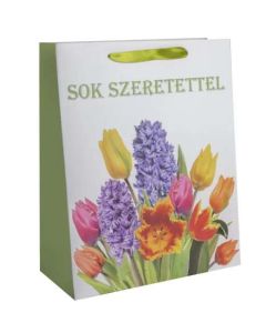 AJÁNDÉKTASAK, SOK SZERETETTEL, 31X42CM, TULIPÁN/JÁCINT