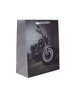 AJÁNDÉKTASAK, ITALOS, 12X36CM, FEKETE MOTOR