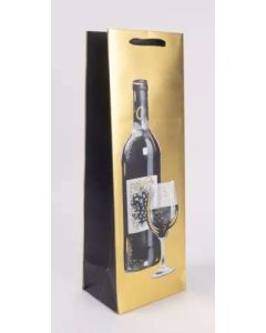 AJÁNDÉKTASAK, ITALOS, 12X36CM, ARANY/FEKETE BOROS ÜVEG