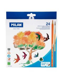 SZÍNES CERUZA MILAN 24 DB-OS+ECSET AQVA