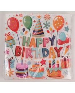 PARTI SZALVÉTA, 3 RÉTEGŰ, 33X33 CM, 20DB/CSOMAG, HAPPY BRITHDAY