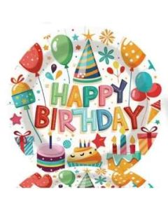 PARTI PAPÍRTÁNYÉR, 23 CM, 10DB/CSOM, HAPPY BRITHDAY