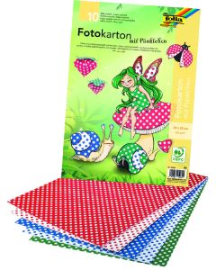 FOTÓKARTON FOLIA, 35X35 CM, 300 GR PÖTTYÖS 10ÍV/CSOMAG, VEGYES