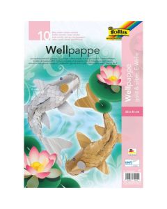 HULLÁMKARTON FOLIA, 25X35 CM, 10 ÍV/CSOM (CSOMAG NEM BONTHATÓ), ARANY ÉS EZÜST