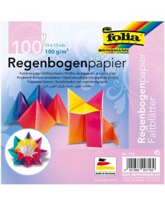 ORIGAMI PAPÍR  FOLIA, 15X15 CM , 100 ÍV/CSOM ( CSOMAG NEM BONTHATÓ), SZIVÁRVÁNY DESING