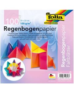 ORIGAMI PAPÍR  FOLIA, 20X20 CM , 100 ÍV/CSOM ( CSOMAG NEM BONTHATÓ), SZIVÁRVÁNY DESING