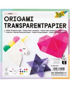 TRANSPARENS ORIGAMI PAPÍR  FOLIA, 15X15 CM 42G, 500 ÍV/CSOM ( CSOMAG NEM BONTHATÓ), 10 VÁLOGATOTT SZÍN