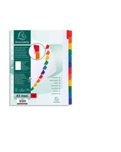 ELVÁLASZTÓLAP EXACOMPTA, 12 RÉSZES, A/4  MAXI KARTON 4312E, FEHÉR LAMINÁLT SZÍNES REGISZTERREL