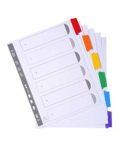 ELVÁLASZTÓLAP EXACOMPTA, 6 RÉSZES, A/4  MAXI KARTON 4306E, FEHÉR LAMINÁLT SZÍNES REGISZTERREL