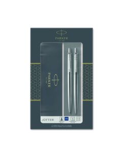 TOLLKÉSZLET PARKER JOTTER GOLYÓSTOLL + MECHANIKUS CERUZA, ROZSDAMENTES ACÉL, EZÜST KLIPSZ
